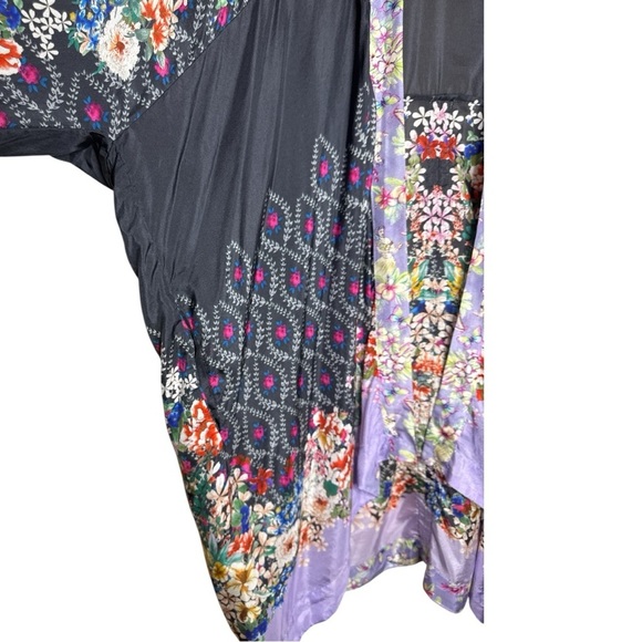 Johnny Was Shae Printed Silk Kimono Floral Mixed Print Purple Black Size Small - Picture 7 of 16